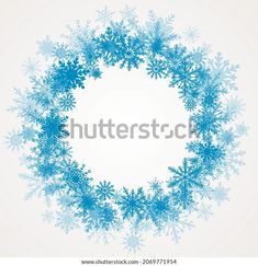 snowflakes arranged in a circle on a white background with space for your text