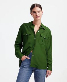 Alexa Chung for Madewell Pleat-Pocket Button-Up Shirt | Madewell Alexa Chung, High Point, Hip Length, Top Tee, Madewell, Button Up Shirts, Need To Know, Top Shirt, Button Down Shirt