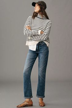 Pilcro Slim Boyfriend Mid-Rise Relaxed Jeans | Anthropologie Anthropologie Outfits, Relaxed Jeans, Fashion Mistakes, Style Mistakes, Boho Blouses, Mom Style, Look Cool, Autumn Winter Fashion, Effortless Style