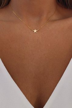 Gold Star Necklace, Star Choker, Dainty Diamond Necklace, Ring Der O