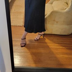 Simple And Elegant Mules. Us Size 10. Never Worn Outside Of A House. Leather Upper, Man-Made Lining/Sole. Made In Brazil Casual Fitted Heels For Evening, Casual Fitted Sandals With 4-inch Heel, Outside Of A House, Strappy Mules, Us Size 10, Vince Camuto Shoes, Made In Brazil, Mule Clogs, Mules Shoes