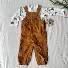 New Carter's Just One You Baby Boys' Animal Print Top & Overalls Set - Brown/Cream Size: 9 Months Color: Brown/ White Brand New With Tags!! Here's An Adorable 2-Piece Overall Set For Baby Boy From Carter's Just One You That Meets Your Needs For Functionality While Also Making Sure Your Little Mini Is Warm & Styled Perfectly For Outings. Features: Adjustable Straps And Snaps Along Overall Legs For Seamless Diaper Changes! Matching Long-Sleeve Waffle Knit Fabric With Cute All-Over Bear, Moose, And Casual Cotton Set For First Birthday, Carters Baby Girl Clothes, Mix Baby Girl, Dinosaur Outfit, Corduroy Overalls, Carters Baby Boys, Mixed Babies, Baby Bundles, Carters Baby