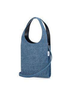 Coperni micro "Swipe" tote bag in blue denim, two top handles, removable shoulder strap, side logo label, single inner compartment. Composition: 100% Cotton Denim Blue Double Handle Shoulder Bag For Daily Use, Modern Medium Bags With Detachable Handle, Modern Medium Bag With Detachable Handle, Medium Shoulder Bag With Detachable Strap For Shopping, Modern Medium Shoulder Bag With Detachable Handle, Casual Blue Top Handle Bucket Bag, Modern Medium Shoulder Bag With Detachable Strap, Modern Medium Shoulder Bag For Shopping, Shopping Bag With Double Handle In Denim Blue