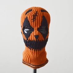 "Crocheted creepy clown ski mask balaclava, custom made from cotton yarn. Completely handmade. Suitable for men and women. The ghost hat has 3 holes. Color #85 on the color chart in the last photo. Personalization and skilled handmade craftsmanship make each piece unique. Want a hat in a different color or style, email me and I will custom knit the model you want. Size: M- 22\" - 22 3/8\" (55.9 cm-56.8 cm)          L- 22 3/4\"-23 1/8\" (57.8 cm-58.7 cm)          XL- 23 1/2\"-23 7/8\" (59.7 cm-60 Halloween Balaclava Mask For Streetwear, Halloween Streetwear Balaclava Mask, Face Mask Outfit, Crochet Ski Mask, Clown Crochet, Knit Halloween, Mask Outfit, Ghost Hat, Balaclava Ski Mask