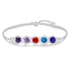 PRICES MAY VARY. Birthstone Bracelet: This bracelet adopts the design idea of cross knitting, embedded with 12 different colors of simulated birthstones. The bracelet design is simple and generous, and can match different types of clothes, suitable for a variety of scenes. How To Customize: The customization step is very simple. 1. Select the corresponding birthstone; 2. Select size and color; 3. Select packaging and material. Product Description: This customized birthstone bracelet has three co Mothers Bracelet, Link Chain Bracelet, Birthstone Bracelet, Bracelet Design, Mom And Grandma, Birthstone Bracelets, Bracelet For Women, Bracelet Jewelry, Bracelet Designs