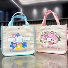 Cute Sanrio Mini Tote Bag, Can Be Used As Lunch Bag Or Accessory. Please Message For The Blue Color! Pink School Bag With Cartoon Print, Pink Cartoon Print Travel Bag, Cute Rectangular Canvas Bag For School, Cute Multicolor Rectangular Shoulder Bag, Cute Design Tote Bag For Daily Use, Trendy Cartoon Print Bags For Daily Use, Trendy Bags With Cartoon Print For Daily Use, Cute Multicolor Canvas Bag For School, Cute Multicolor Canvas School Bag