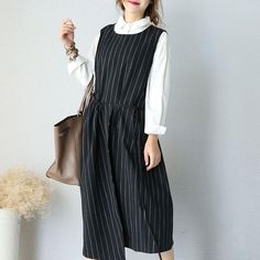 Item Code: 625658036246 Item Type: women dressSeason: spring,summer,autumnStyle: casualCollar type: round neckClothing placket: pulloverPattern: stripeSleeve: sleevelessClothing details: drawstring,stripe,pockets,patchworkWaist: looseCombination: single pieceColor: black Size: XL,2XLXL(Fit for EU46-48,US16-18,UK20-22,AU20-22,NZ20-22)Length: 117.00 cm/ 46.06 "Bust: 116.00 cm/ 45.67 "Shoulder: 41.00 cm/ 16.14 "Hem: 154.00 cm/ 60.63 "Waist: loose 2XL(Fit for EU 50-52,US20-22,UK24-26,AU24-26,NZ24-26 Casual Cotton Sleeveless Dress, Casual Black Sleeveless Dress For Fall, Casual Cotton Sleeveless Dress For Fall, Casual Sleeveless Dress For Fall Workwear, Casual Sleeveless Dress For Work In Fall, Sleeveless Outfit, Boho Style Dresses, Dresses Xxl, Korean Dress