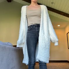 New! Size Small Irresistibly Soft Plush Flyaway Cardigan Sweater Front Pockets Body Length 33" On Size Small Great For Layering Cream White, Soft Plush, Cardigan Sweater, Sweater Cardigan, Sweaters & Cardigans, Layering, Sweaters For Women, Buckle, Cream