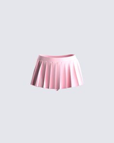 This pink skort is EVERYTHING 💕 Designed with a pleated micro mini skirt look and built-in underwear -- perfect for an everyday fit, or the days you want to get wild without worrying about giving them a lil sneak peek 🤭 Coquette Closet, Pink Mini Skirt Outfit, Pink Miniskirt, Pleated Satin Skirt, Custom Wardrobe, Fuzzy Skirt, White Corset Dress, Slippers Outfit, Mini Skirt Pink