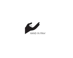 the hand in paw logo is black and white