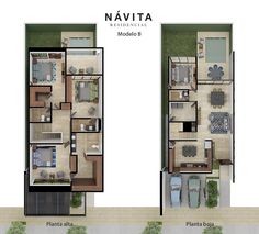 two story house plan with 2 bedroom and 1 bathroom in navita residential model b