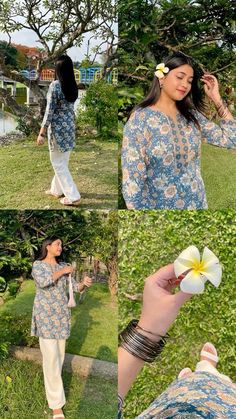 Photography Poses With Kurti, Instagram Poses For Short People, Traditional Casual Outfits, Short Kurti Layout Ideas, Indian Kurti Outfit Ideas, Poses For Pictures Traditional