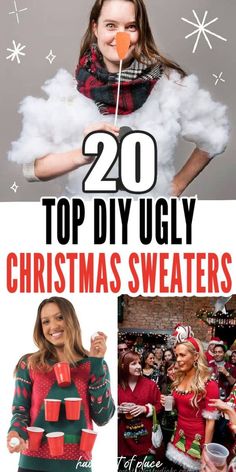 the top 20 ugly christmas sweaters for women to wear this holiday season, with text overlay