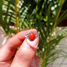 Red Coral Ring, Handmade Silver Ring, 925 Sterling Silver, Oval Coral Ring, Gift for Her, April Birthstone, Promise Ring, Red Coral Jewelry, 925 Sterling Silver Ring Solid Silver Ring Red Coral Gemstone We offer elegant and versatile Necklaces, Earring, Rings, Bracelets, Pendants, and Bangles that fit into  the design sensibilities and wardrobe of the modern Women. This product is very unique. This Ring is for you & Someone. A beautiful unique gift for you. This item gives you very unique Look to you. Ready to be offer Some one Special, Handmade item. To ensure Security, we make sure each transaction is safe for our customers. We transparent about our policies and are always, available to answer any questions. you can buy jewelry without Worrying about the quality. All our items are handma Red Oval Cabochon Ring, Adjustable Red Oval Ruby Ring, Adjustable Oval Red Ruby Ring, Red Sterling Silver Oval Cabochon Jewelry, Red Oval Cabochon Ruby Ring For Gift, Handmade Red Oval Cabochon Jewelry, Adjustable Red Oval Ring, Adjustable Oval Red Ring, Red Ruby Rings In Oval Cabochon Shape