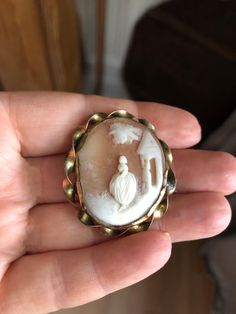 Antique Victorian gold filled genuine cameo brooch with Rebecca at the well ..has old c clasp closure .. measures about 1 3/8" x 1 1/2"... weighs 5.7 grams .. no chips , cracks , or repairs ... sone verdigris on back and have not cleaned off . Victorian Brooch, Victorian Gold, Cameo Brooch, Antique Victorian, The Well, Brooch Pin, Brooches, Gold Filled, Shells