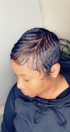 Black Women Long Pixie Haircut, Extremely Short Pixie, Relaxer Free Pixie Cut, Black Woman Short Haircut Pixie, Pixie Haircut For Black Women Tutorial, Very Short Pixie Haircut Black Women, Molded Pixie Black Women, Elaborate Hairstyles, Tree Braid