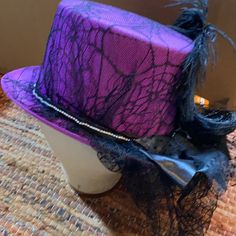 Please See Photos For Details Smoke Free Home Purple Hat, Pretty Hats, Black Trucker Hat, Faux Fur Hat, Purple Hats, Wedding Dresses Beaded, Cotton Hat, Design Drawings, Faux Fur Pom Pom