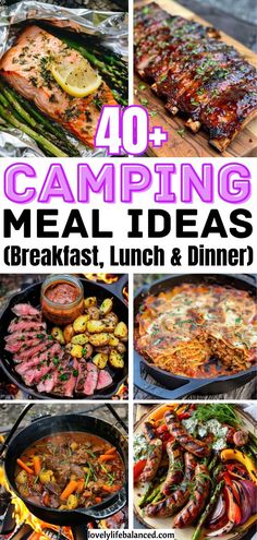 Camping Food Grilling Recipes For Camping, Overlanding Meal Ideas, Campsite Food Ideas, Pre Prep Camping Meals, Make Ahead Breakfast For Camping, Camping Premade Breakfast, Easy Reheat Camping Meals, Easy Camp Food Make Ahead, Campground Dinner Ideas