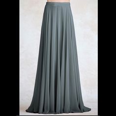 Jenny Yoo Hampton Skirt Full Length Bridesmaid Skirt Pairs Perfectly With Jenny Yoo Camisoles Circle Skirt Shape In Soft Hues Creates A Romantic Look Fully Lined Luxe Chiffon Color Is Denmark Blue Evening Chiffon Pleated Skirt, Chiffon Pleated Evening Skirt, Elegant Chiffon Pleated Skirt, Chiffon Maxi Skirt For Evening, Formal Fitted Chiffon Skirt, Elegant Flowy Lined Skirt, Flowy Chiffon Maxi Skirt For Evening, Fitted Chiffon Skirt For Formal Occasions, Elegant Long Skirt For Bridesmaids