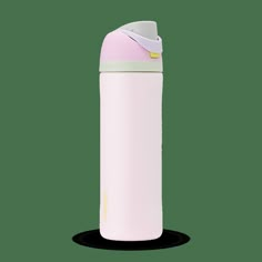 a pink insulated water bottle on a white background