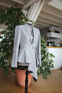 Woman slim fit jacket gray peplum jacket peplum blazer | Etsy Tuxedo Jacket Women, Shawl Collar Jacket, Asymmetrical Jacket, Peplum Blazer, Elegant Jacket, Asymmetric Jacket, Peplum Shirts, Peplum Jacket, Slim Fit Jackets