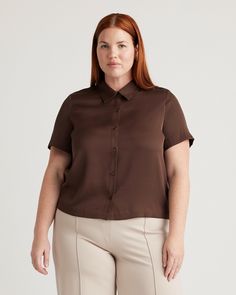 Stretch silk that you can wash? Just for you. This classic silk blouse in a short sleeve has a bit of stretch for a more forgiving fit and additional versatility. Perfect for work meetings, or stepping out to brunch. Plus, silk fiber contains 18 kinds of amino acids that make it amazing for skin nourishment, hypo-allergenic, and naturally thermoregulating to help maintain body temperature. Linen Long Sleeve Top, Work Meetings, Silk Fiber, Hot Fudge, Silk Shorts, Women Long Sleeve Tops, Stepping Out, Peasant Blouse, Short Sleeved Sweaters