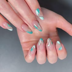 Cute Summer Nail Ideas, Swirl Nail Art, Summer Nail Ideas, Broken Nails, Simple Gel Nails, Neon Nails, Minimalist Nails