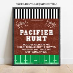 a football field with the words pacific hunt on it and a ruler in front of it