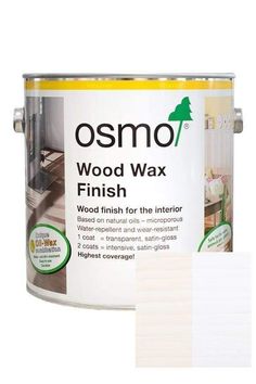 a can of wood wax finish on a white background with the words osmo above it