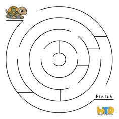 a maze with a turtle on it and the word finish in front of it, which is