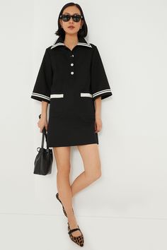 Black Hart, White Shirt Dress, Mini Shirt Dress, Dreams Come True, Contrast Trim, Grunge Fashion, White Sneakers, Jet Black, Bell Sleeves