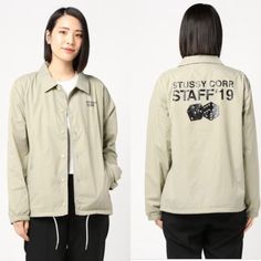 Stussy Corp Staff 19 Dice Coach Jacket Nylon Shell Khaki - Small A Classic Coach Jacket With Printed Logo. Measurements (Laid Flat) Pit To Pit: 19.5” Length: 26.5” Material: 100% Nylon Lining: 100% Polyester In Excellent Pre-Owned Condition. No Rips, Stains Or Signs Of Wear. Outdoor, Street, 90s, Relaxed, Jacket, Outerwear, Fall, Unisex, D61 Coach Jacket, Jackets & Coats, Jackets For Women, Signs, Women Shopping, How To Wear