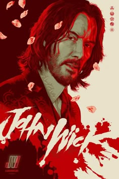 a man with long hair and beard standing in front of a red background that says, you're the first to see this brand new poster