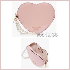 Premium Quality KATE SPADE FAUX PEARL LOVE SHACK 3D PATENT HEART WRISTLET PINK KG230 NWT $229, Women's Bags New York Love, Pearl Love, Pink Wristlet, 3d Heart, Tea Rose, Script Logo, Shopping Ideas, Tea Roses, Love To Shop