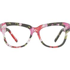 Add some whimsy to your eyewear wardrobe with these square glasses. Made with lightweight TR90 plastic the wide eyeglasses is available in two bold floral patterns: black or pink (actual pattern may vary from one shown). This eyeglasses has a matte finish. | Zenni Women's Cat-Eye Prescription Eyeglasses Floral Plastic Stylish Glasses For Women, Fashion Glasses For Women, Soft Dramatic, Eye Prescription, Rim Design, Zenni Optical, Pink Square, Square Eyeglasses, Oval Face Shapes