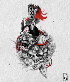 Shelby Tattoo, Asian Style Tattoos, Upper Arm Tattoo Ideas, Oni Tattoo, Samurai Tattoo Design, Minimal Tattoo Design