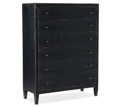 an antique chest of drawers with five drawers and two doors on each side, in black finish