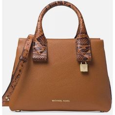 Michael Kors New Large Acorn Leather $398 Snake Detail Rollins Satchel Purse Handbag - Women | Color: Brown Great Bag For The Fall. Height: 10 Inches Width: 5.5 Inches Length: 13.5 Inches. It Comes With A Strap With Lobster Clasp And The Original Dust Bag. Luxury Brown Bags With Pebbled Texture, Luxury Brown Bag With Pebbled Texture, Brown Leather Shoulder Bag With Pebbled Texture, Luxury Top Handle Bag With Pebbled Texture, Leather Bag With Pebbled Texture For Shopping, Everyday Fall Bag With Pebbled Texture, Brown Pebbled Texture Bag For Daily Use, Luxury Pebbled Texture Bag For Work, Designer Textured Leather Bag For Fall