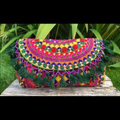 Brand New Beautifully Colorful Hand Embroidered Bag From The Tribal Nomads Of Gujarat And Rajasthan Featuring A Striking Geometric Design Magnetic Front Closure & Zip Inner Closure For Added Security Zipped Inner Pocket, Long Pom Strap To Be Worn On The Shoulder Or Cross-Body Please Note This Is A Handmade Product Thus May Have Some Slight Imperfections But Adds To The Unique Appeal! 10.5”Lx6.5”Hx2.25”W; Strap Drops About 20.5” Tags: Boho, Hippie, Embroidered, Gift For Her Embroidered Multicolor Shoulder Bag For Summer, Green Embroidered Shoulder Bag For Festivals, Green Clutch Bag For Festivals, Summer Multicolor Shoulder Bag With Floral Embroidery, Embroidered Green Clutch For Festivals, Green Embroidered Clutch For Festivals, Multicolor Summer Festival Clutch, Summer Festival Multicolor Clutch, Traditional Embroidered Summer Clutch