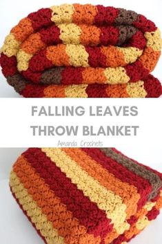 crocheted blankets with the words falling leaves throw blanket