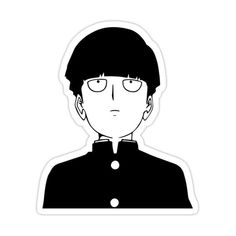 a sticker with the image of a man wearing glasses and a black shirt on