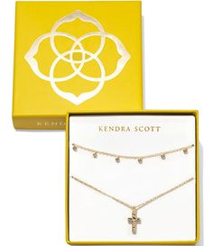 From Kendra Scott&#x2C; the Amelia Cross Necklace Gift Set features:14k gold over brassSpring ring closureShort pendant necklace approx. 19" length Collar necklace approx. 19" length Imported. Kendra Scott Cross Necklace, Bday Wishlist, Western Necklaces, Cross Gift, Crystal Cross, Gold Cross Necklace, Gold Cross, White Crystal, Accessories Jewelry Necklace