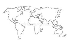 the world map drawn in black and white