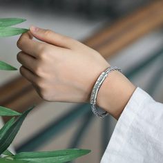 Style: Korean Style/Korean Style Color: SL0534 Trendy Braided Jewelry, Casual Braided Bangle Bracelets, Silver Plant, Twist Weave, Twist Pattern, Twisted Bracelet, Open Cuff Bracelet, Vintage Bangles, Bracelet Men