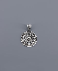 Sterling Silver Lotus Mandala Pendant - Charms & Pendants Detailed Mandala, Mandala Pendant, Meditation Beads Mala, Buddha Groove, Sandalwood Mala, Chakra Gifts, Zen Gifts, Sacred Lotus, Mala Beads Bracelet