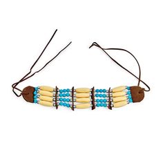 The intricate, handmade design features 3 lines of hair pipe beads composed of genuine wood with a leather choker and brown and bone bead accents. Believed to provide spiritual protection, this divine choker necklace exudes symbolic meaning and high style. Leather Choker Necklace, Spiritual Protection, Aqua Turquoise, Leather Chokers, Bone Beads, Wood Resin, Beaded Choker Necklace, Adjustable Necklace, Handmade Beads