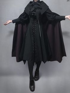 Gothic and elegant long cloak.  Attention: This price includes a cloak only, others are exclusive.  Length: 115 cm. Space Themed Outfits, Clothing Design Sketches, Elegant Gothic, Themed Outfits, Fancy Outfits, Fantasy Clothing, Fantasy Fashion, Rave Outfits, Character Outfits