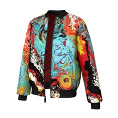 Oil Painting Bomber Jacket – Fresh Hoods Multicolor Graffiti Print Outerwear For Streetwear, Casual Fall Outerwear With Abstract Print, Multicolor Outerwear With Abstract Print For Fall, Multicolor Abstract Print Outerwear For Fall, Multicolor Graffiti Print Winter Outerwear, Artistic Multicolor Long Sleeve Outerwear, Artistic Blue Long Sleeve Outerwear, Artsy Multicolor Long Sleeve Outerwear, Artsy Long Sleeve Outerwear With Graphic Print