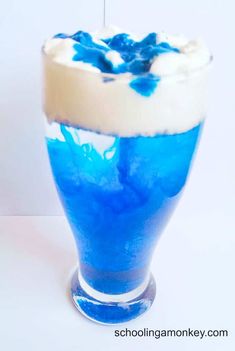 an ice cream dessert with blue and white icing