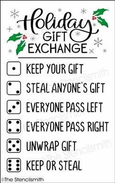 the holiday gift exchange is shown with instructions for how to get it and where to put it